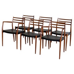 J.L. Møller Model 78 and 62 Teak Dining Chairs Set of 6 Denmark Mid-Century Mode
