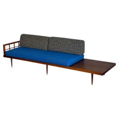 Walnut Sofa Daybed with Integrated Side Table Danish Mid-Century Modern 1960s