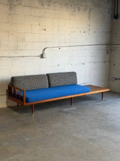 Walnut Sofa Daybed with Integrated Side Table Danish Mid-Century Modern 1960s