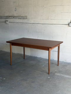 Solid Teak Extendable Dining Table with Leaves Danish Mid-Century Modern 1960s