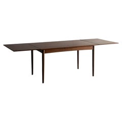 Solid Teak Extendable Dining Table with Leaves Danish Mid-Century Modern 1960s