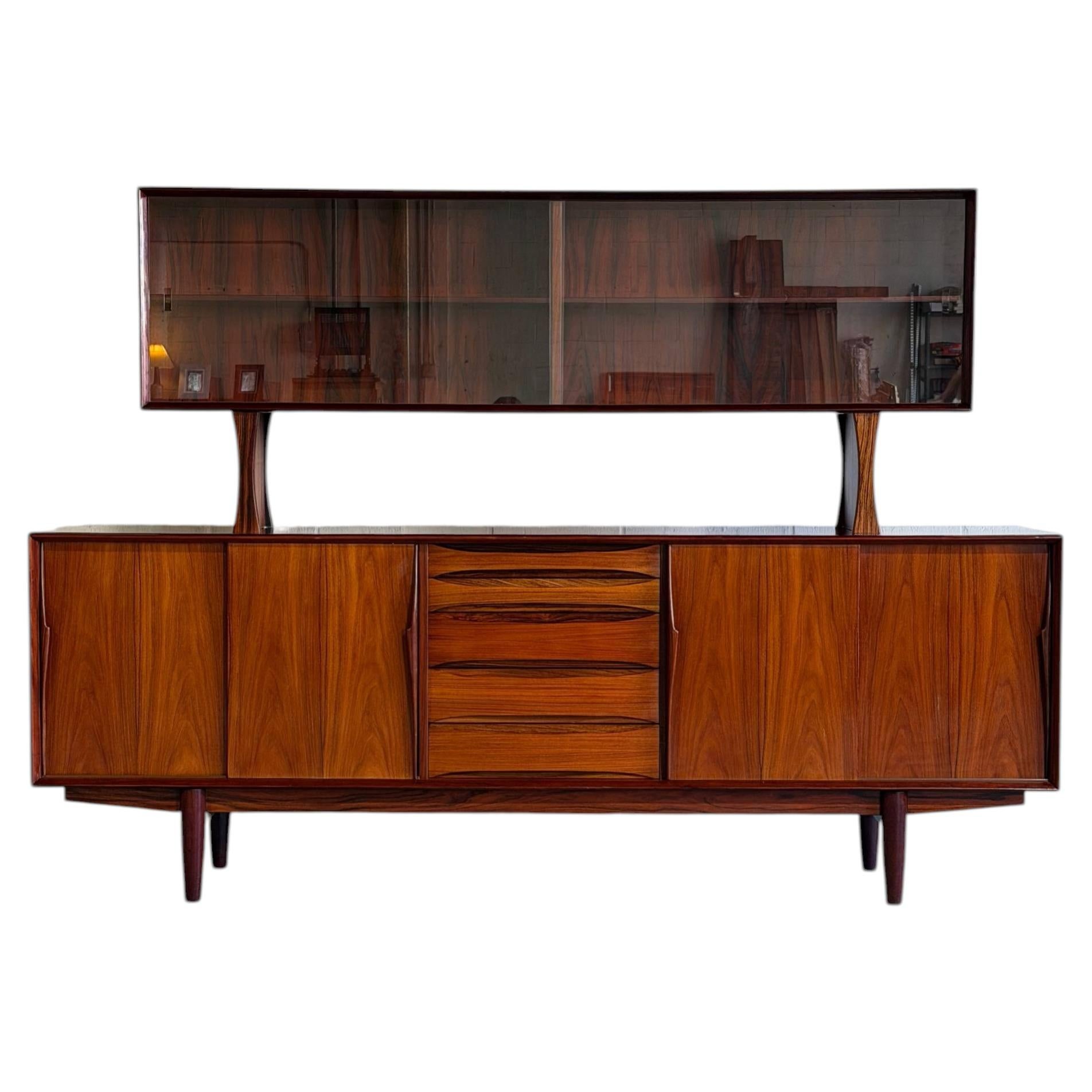 Arne Vodder Rosewood Sideboard Credenza with Hutch Vintage Danish Vintage For Sale