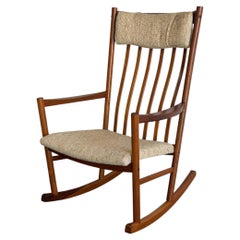 Hans Wegner Teak High Back Rocking Armchair Danish Vintage 1960s