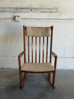 Hans Wegner Teak High Back Rocking Armchair Danish Vintage 1960s