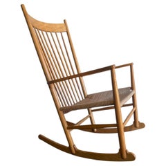 Hans Wegner FDB Møbler Beechwood High Back Rocking Chair Danish Mid-Century Mode