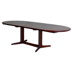Rosewood Dining Table Oval Extending Top Trestle Base Denmark Vintage 1960s