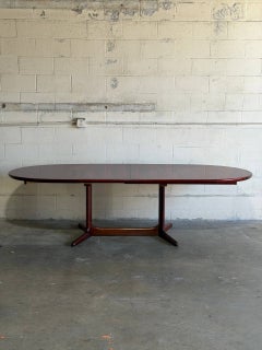 Rosewood Dining Table Oval Extending Top Trestle Base Denmark Vintage 1960s