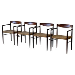 H.W. Klein für Bramin – Esszimmerstühle aus Palisanderholz mit geflochtener Schnur, 4er-Set, dänischer Vintage-Stil