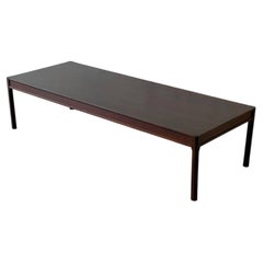 Rosewood Minimalist Coffee Table with Straight Legs Danish Vintage 1960s