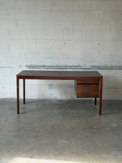 Elegant Rosewood Executive Writing Desk with Single Drawer Danish Vintage 1960s