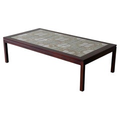 Rechteckiger Couchtisch aus Palisanderholz mit Keramikfliesenplatte, Vintage aus den 1960er Jahren