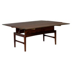 Teak Extendable Rectangular Coffee Table with Two Leaves Vintage 1960s