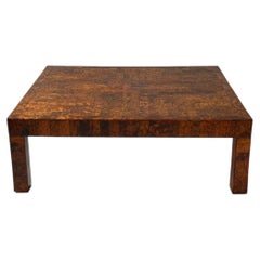 Mesa baja belga de madera con nudos en estilo patchwork, encargo privado, finales de los 90.
