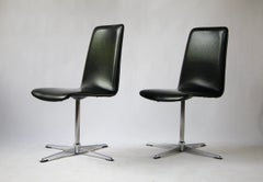 Pair of Vintage Swivel Chairs in Black Vinyl, 1970s