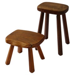 Set of Two Vintage Artisan Stools by Atelier André Smalle, Belgium, 20th Century