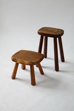 Set of Two Vintage Artisan Stools by Atelier André Smalle, Belgium, 20th Century