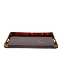 Christian Dior Home Collection Faux Tortoiseshell and Brass Serving Tray, Italy