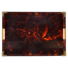 Christian Dior Home Collection Faux Tortoiseshell and Brass Serving Tray, Italy