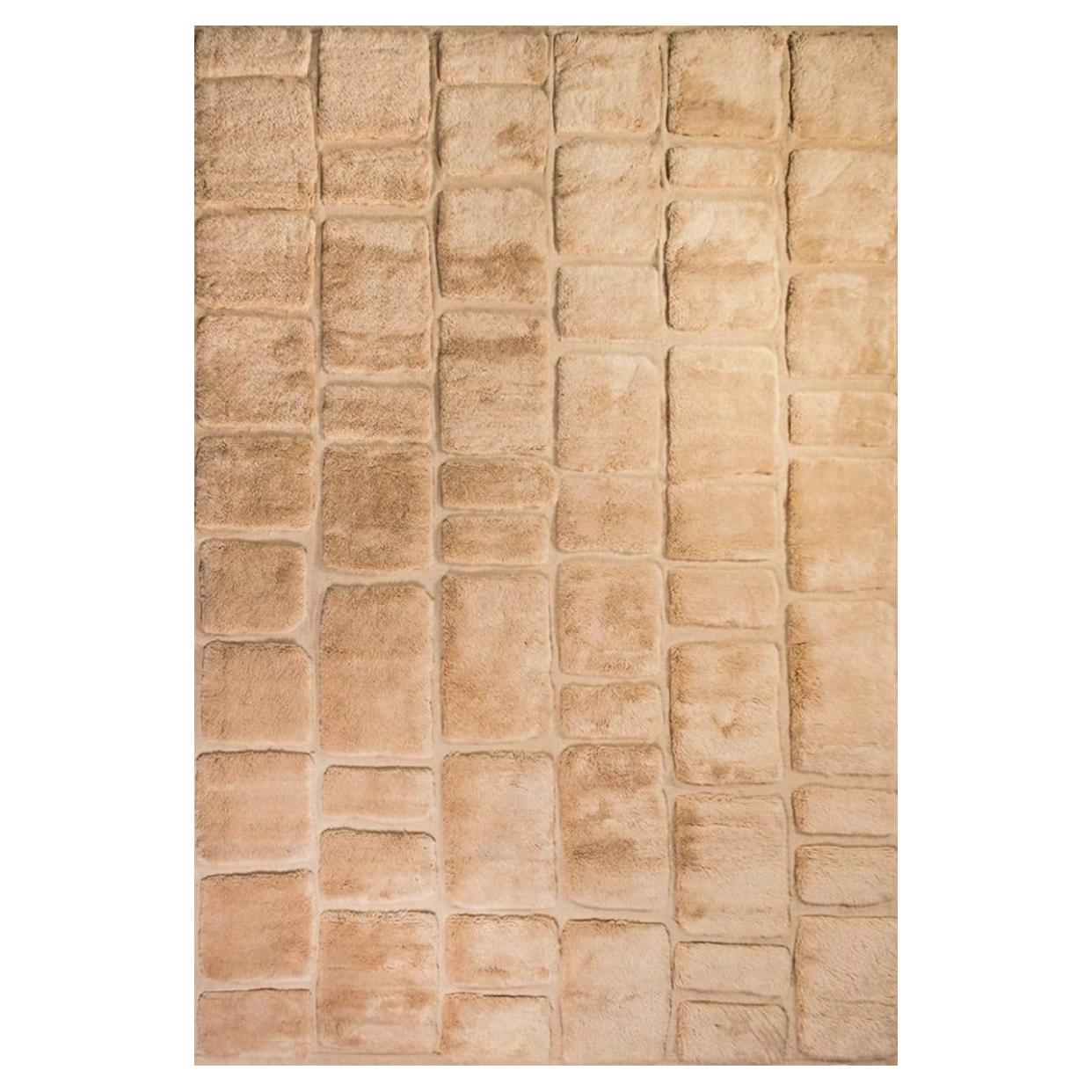 Hand-Knotted Amazigh Berber Wool Rug, Naturally dyed wool, Minimalist Geometric