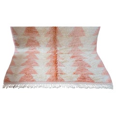 Hand-Knotted Amazigh Berber Wool Rug, Ivory & Soft Pink, Minimalist Geometric
