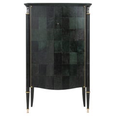 Aglaé Cabinet in Black Parchment and Rock Crystal by Maison Leleu
