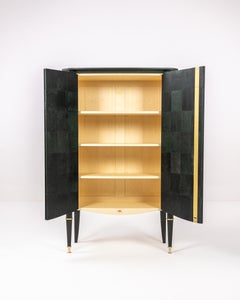 Aglaé Cabinet in Black Parchment and Rock Crystal by Maison Leleu
