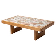 Table basse « Maison Regain Camargue » en orme et céramique - France - années 1970
