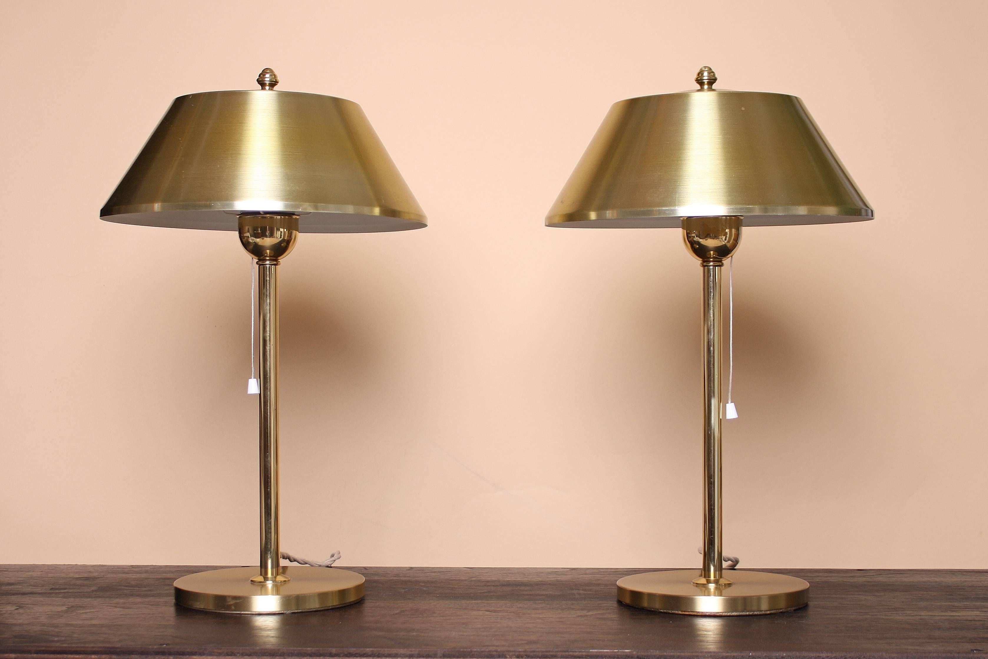 Brass Bedside Lamps by Ewå Värnamo For Sale 1