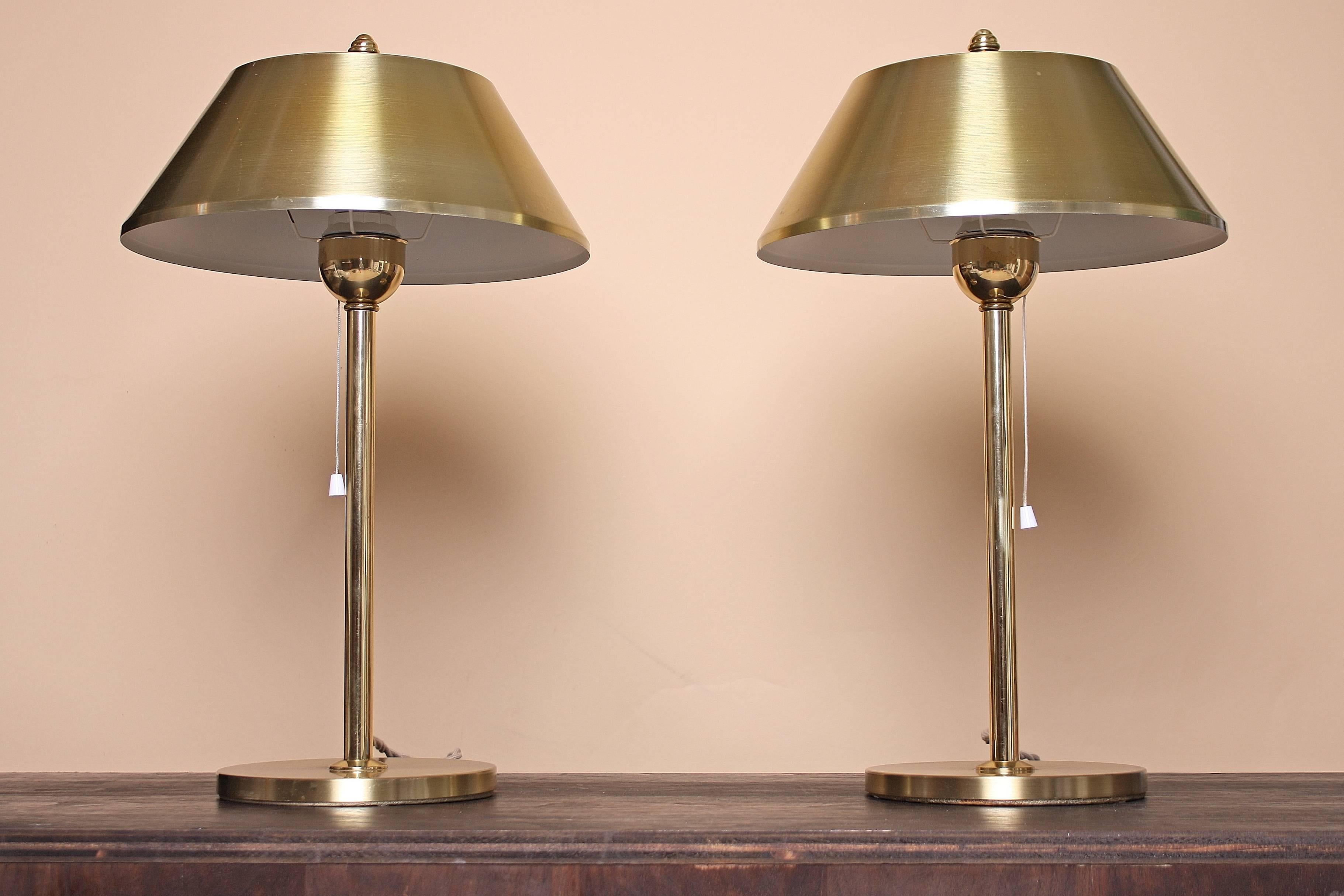 Danish Brass Bedside Lamps by Ewå Värnamo For Sale