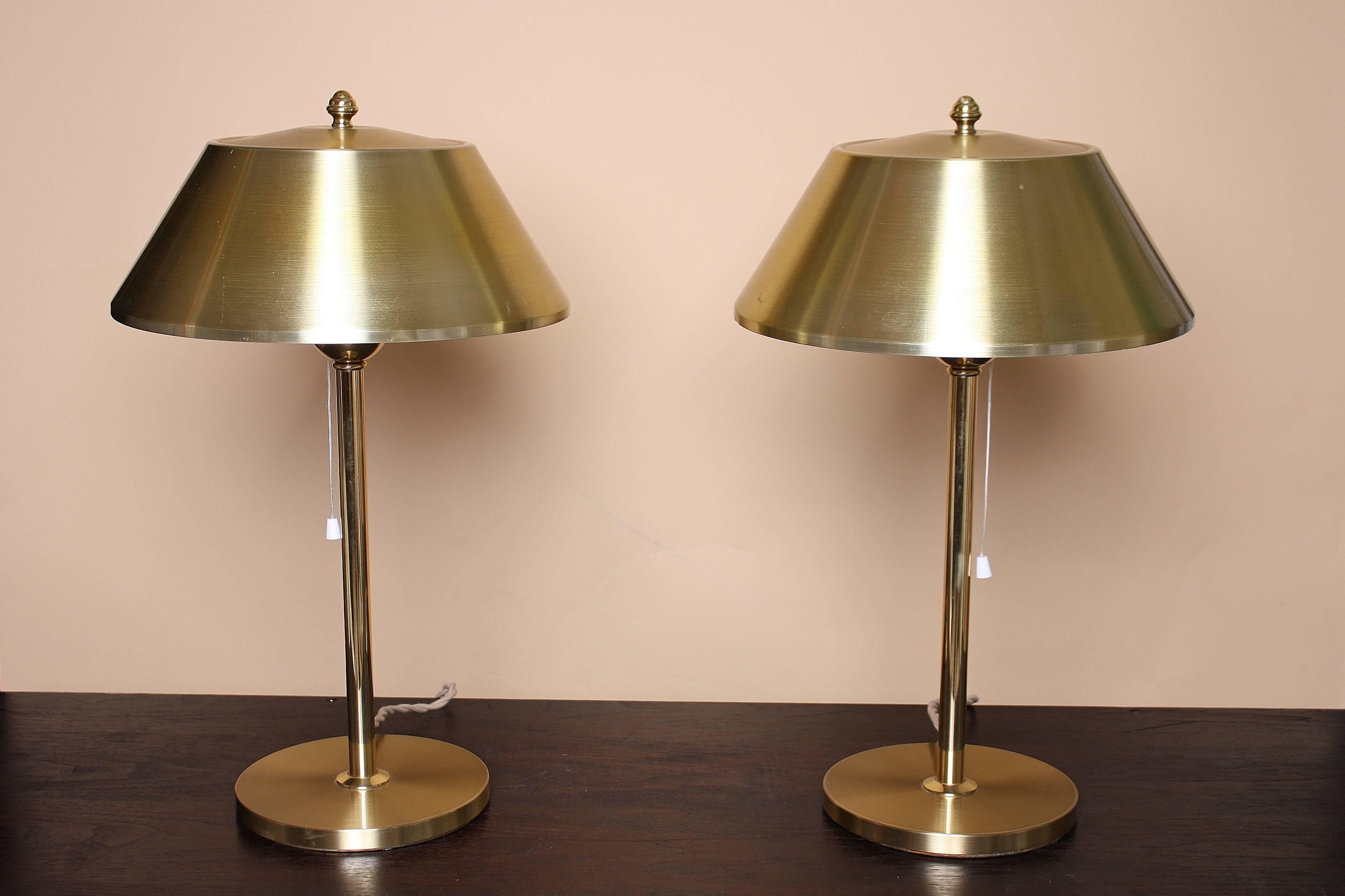 Mid-20th Century Brass Bedside Lamps by Ewå Värnamo For Sale