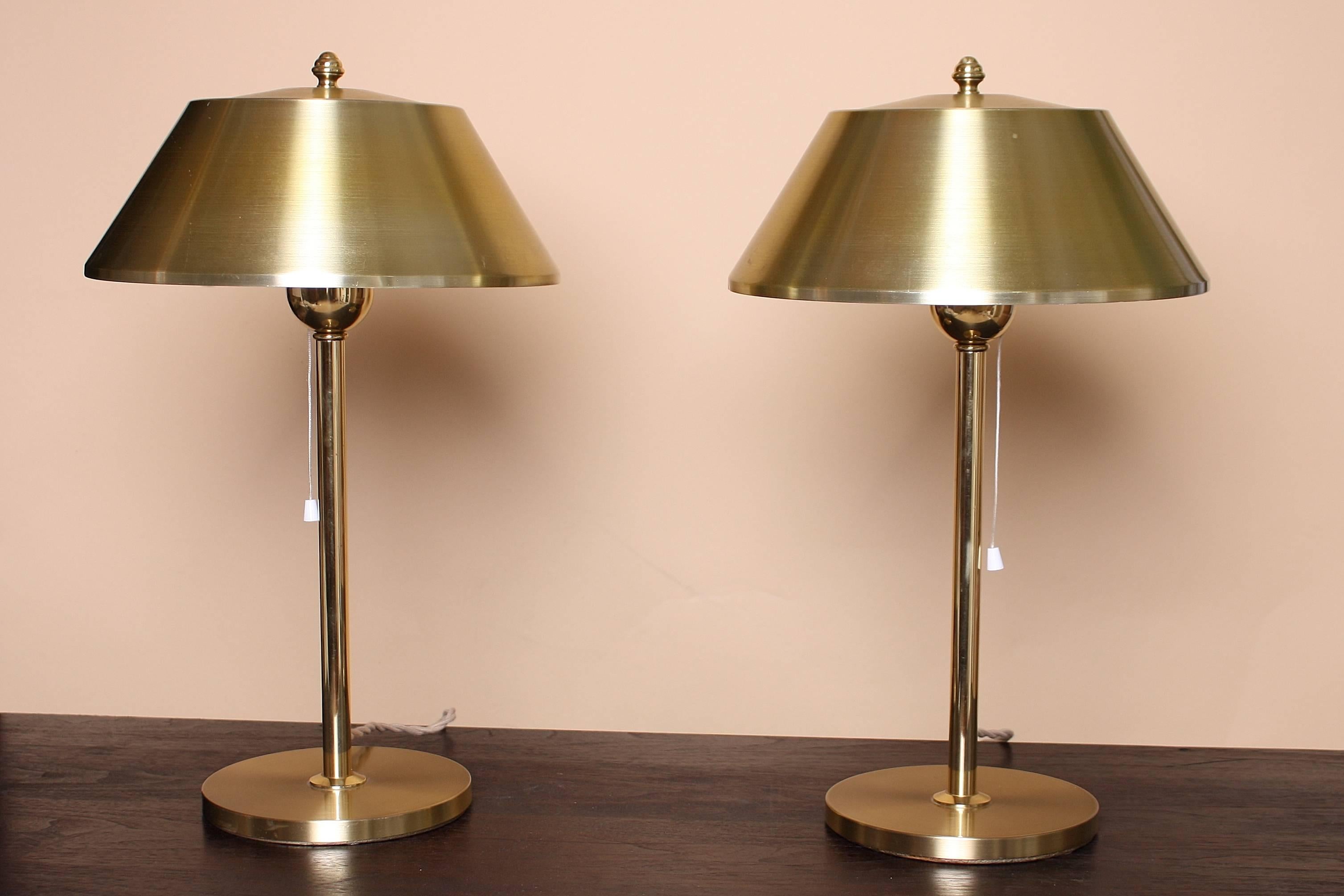 Mid-Century Modern Brass Bedside Lamps by Ewå Värnamo For Sale