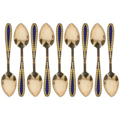 Set aus silbernen Kaffeelöffeln, 9-teilig, Schmuck- und Uhrenfabrik, Leningrad, UdSSR