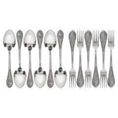 Silver 12 pieces flatware set, Dzerzhinsky cutlery factory, Ukraine (USSR)