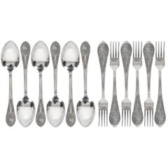 Silver 12 pieces flatware set, Dzerzhinsky cutlery factory, Ukraine (USSR)