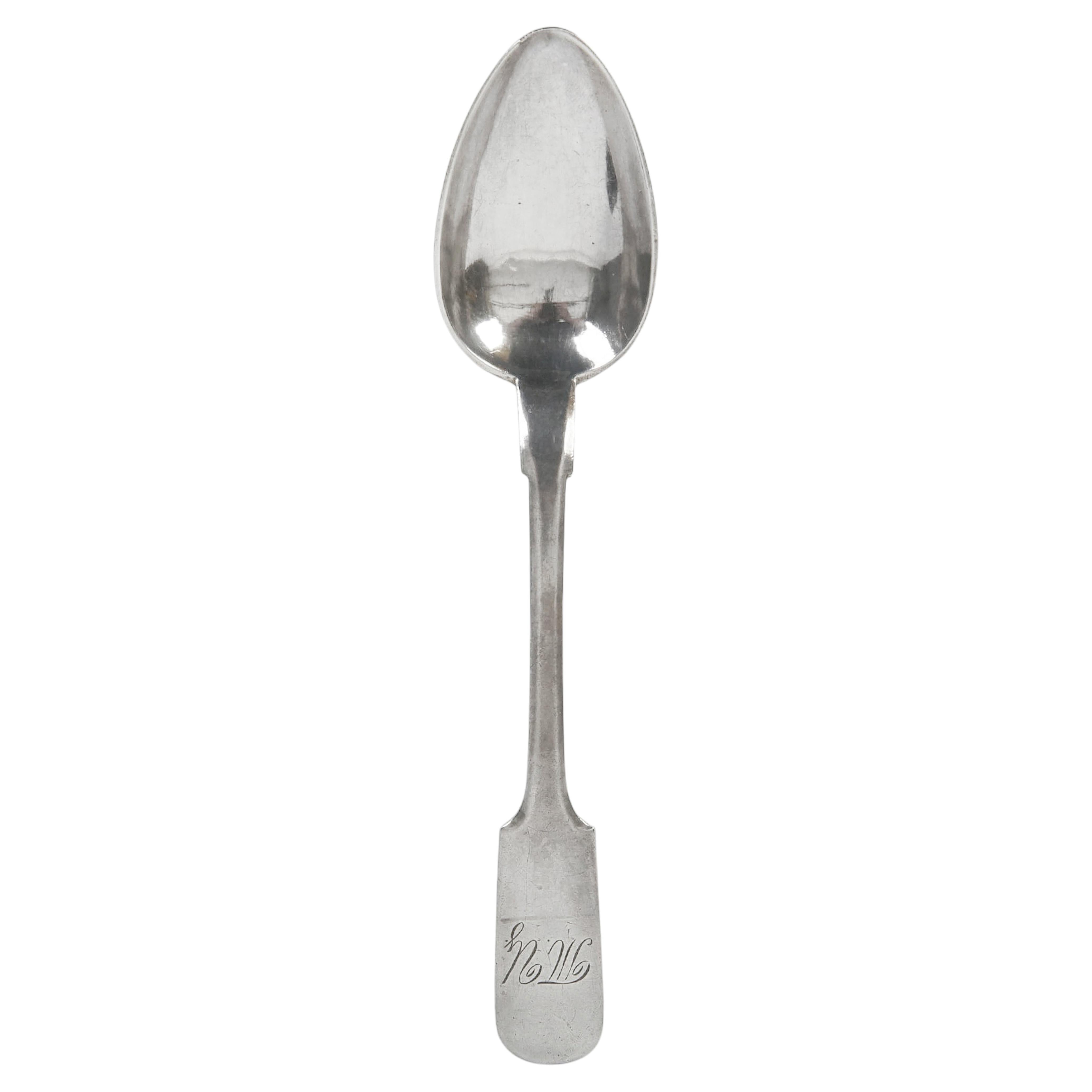 Silver dessert spoon, Latvia (Russian Empire), Riga, 1879 For Sale