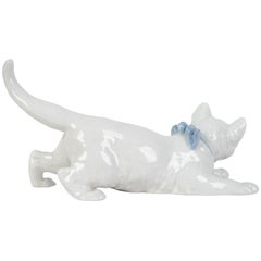 Porcelain Figure "Creeping Cat", Meissen, Germany, middle of 20th century