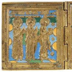 Triptych "Deesis and Selected Saints" with Five-Color Enamel, Russian Empire