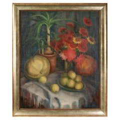 Gemälde „Stillleben mit Blumen und Früchten“, Šterns Pauls, Lettland, 1930er Jahre