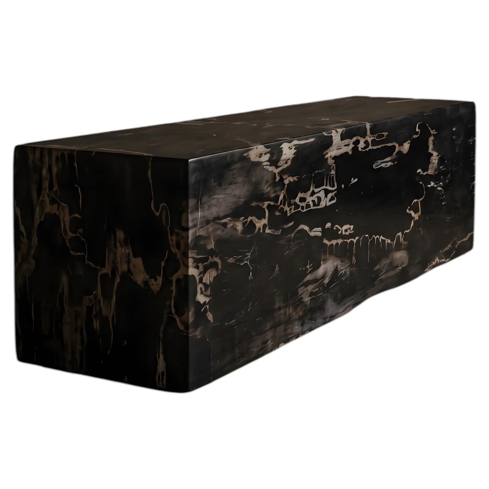 Petrified Wood Bench by Areia, Hand-Carved Organic Modern Design For Sale