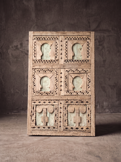 Carved Cedar Door with Arched Niches, Morocco, Early 20th Century