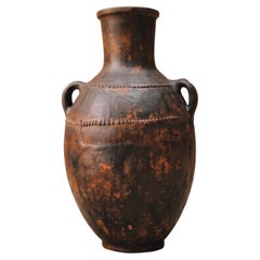Dark Patinated Terracotta Jar with Twin Handles, Morocco, Early 20th Century