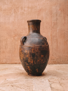 Dark Patinated Terracotta Jar with Twin Handles, Morocco, Early 20th Century