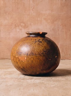 Pot de rangement rond en terre cuite émaillée, Maroc