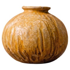 Pot de rangement rond en terre cuite émaillée, Maroc