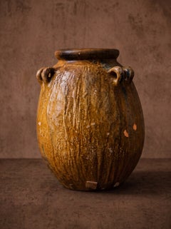 Glazed Terracotta Ribbed Jar with Loop Handles, Morocco