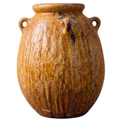 Glazed Terracotta Ribbed Jar with Loop Handles, Morocco