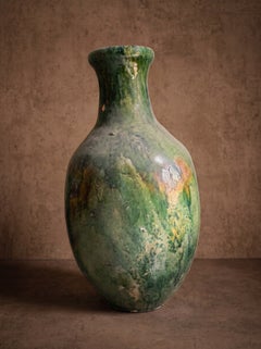 Glazed Terracotta Slender Bottle Vase, Morocco