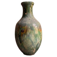 Glazed Terracotta Slender Bottle Vase, Morocco