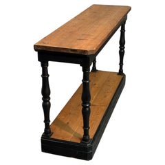 Early 20th-Century Black Lacquered Fir Wood Console from a Historic Shop