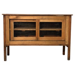 Early 20th-Century Fir Wood Cabinet with Sliding Front Panels